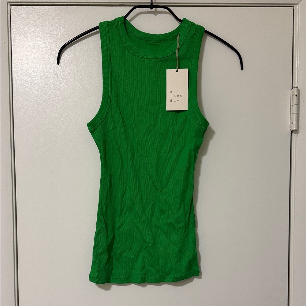 a new day Bright Green Ribbed Tank Top